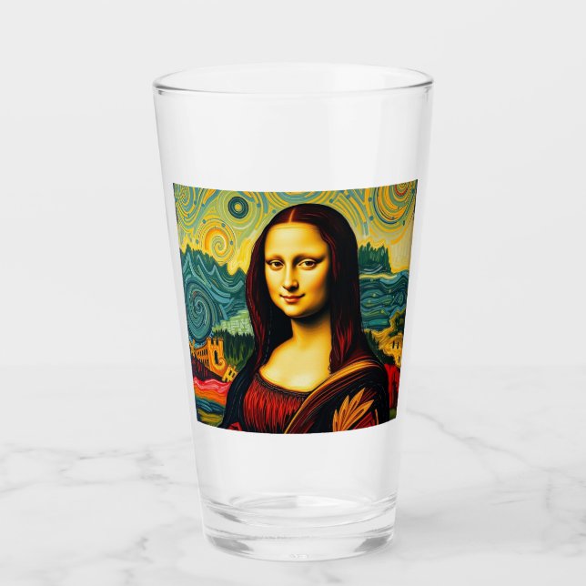 Whimsical Mona Van Gogh Stil Lisa Glass Cup Glas (Vorderseite)