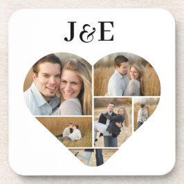 Whimsical Monogram Lovely Heart Foto Collage Getränkeuntersetzer