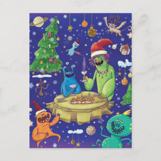 Whimsical Monsters Illustration/  Feiertagspostkarte