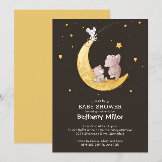 Whimsical Moon and Stars Kinderdusche Einladungen (Vorne/Hinten)
