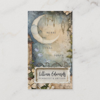Whimsical Moon Garden Business Card Visitenkarte