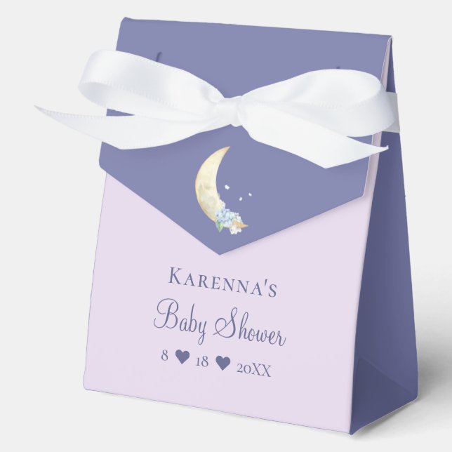 Whimsical Moon Lavender Lila Baby Dusche Geschenkschachtel (Vorderseite)