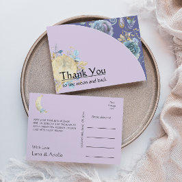 Whimsical Moon Lila Danke Postkarte