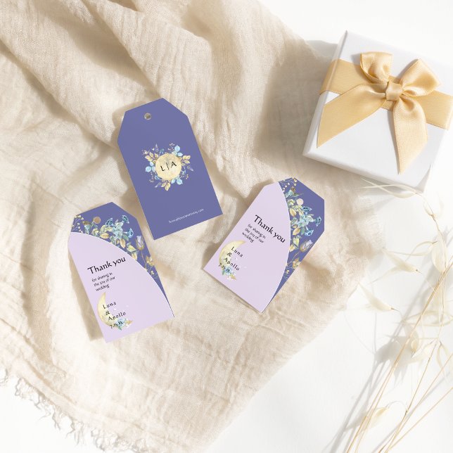 Whimsical Moon Lila Wedding Geschenkanhänger (Von Creator hochgeladen)