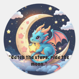 Whimsical Moon & Star Creation Runder Aufkleber
