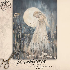 Whimsical Moonlit Fairy in Wildblumen Decoupage Seidenpapier
