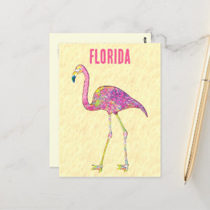 Whimsical Mosaic Flamingo Design Postkarte