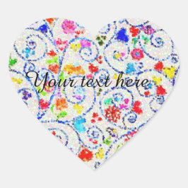 Whimsical Mosaic Floral Heart Sticker