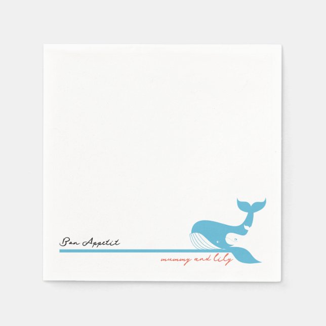 Whimsical Mother & Baby Whale Serviette (Vorderseite)