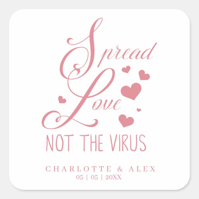 Whimsical Motivational Quote Wedding Sanitizer Gel Quadratischer Aufkleber (Vorderseite)