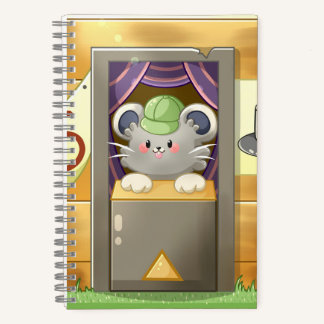 Whimsical Mouse Vendor – Cute Hat Booth Character Notizbuch