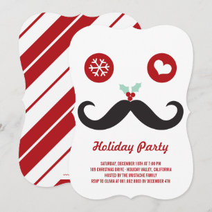 Whimsical Mr Mustache Funny Holiday Party Einladun Einladung