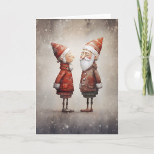 Whimsical Mrs und Mr Claus Cartoon Einladung