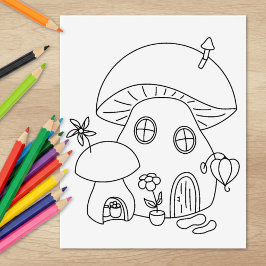 Whimsical Mushroom Coloring Page Gummistempel
