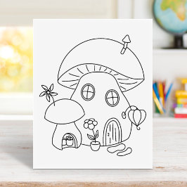 Whimsical Mushroom Coloring Page Gummistempel