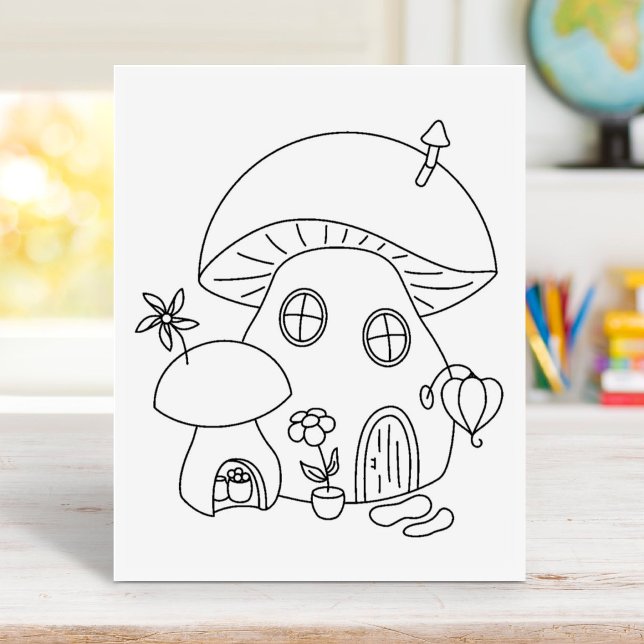 Whimsical Mushroom Coloring Page Gummistempel (Von Creator hochgeladen)
