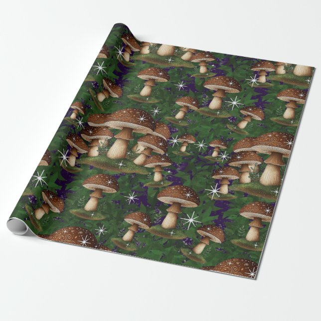 Whimsical Mushroom Forest - bezaubernde Natur Geschenkpapier (Ungerollt)