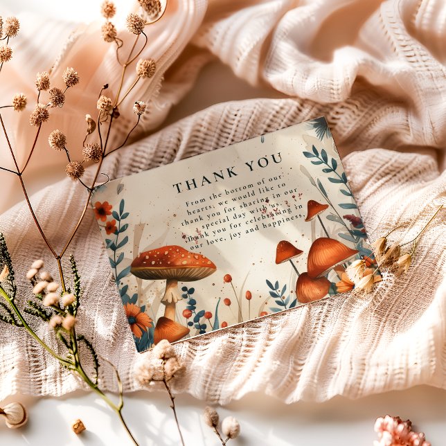 Whimsical Mushroom Forest Wedding Dankeskarte (Von Creator hochgeladen)