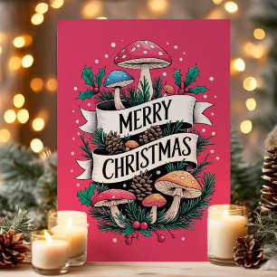 Whimsical Mushroom Frohe Weihnachten Pink