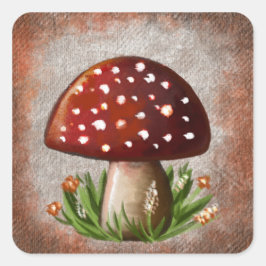 Whimsical Mushroom & Fungi Motif – Nature-Inspired Quadratischer Aufkleber