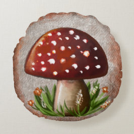 Whimsical Mushroom & Fungi Motif – Nature-Inspired Rundes Kissen