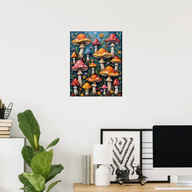 Whimsical Mushroom Garden Poster (Heimbüro)