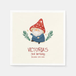 Whimsical Mushroom Gnome Geburtstagsparty Serviette