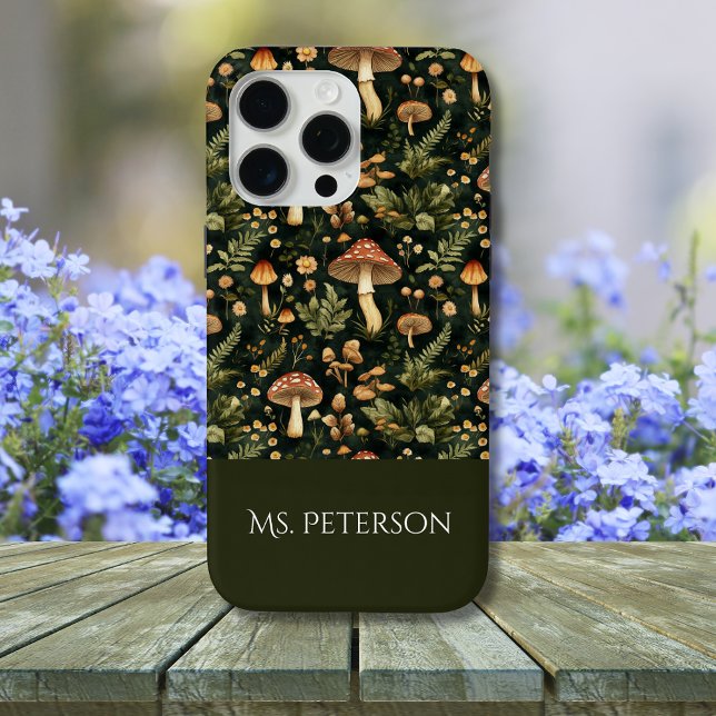 Whimsical Mushroom Pattern Individuelle Name Case-Mate iPhone Hülle (Von Creator hochgeladen)