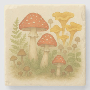 Whimsical Mushroom Stone Untersetzer - Kernstück