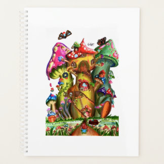 Whimsical Mushroom Village Fantasy Artwork Planer