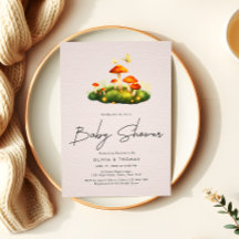 Whimsical Mushroom Woodland Script Baby Dusche