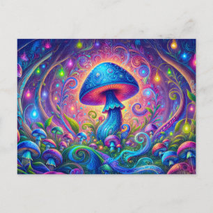 Whimsical Mushroom World Psychedelic Nature Fantas Postkarte