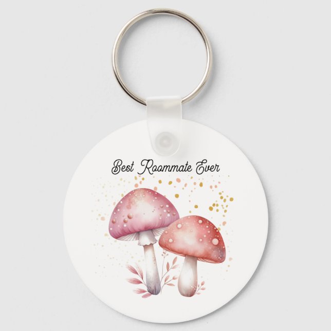 Whimsical Mushrooms Roomie Charm Bester Mitbewohne Schlüsselanhänger (Vorderseite)