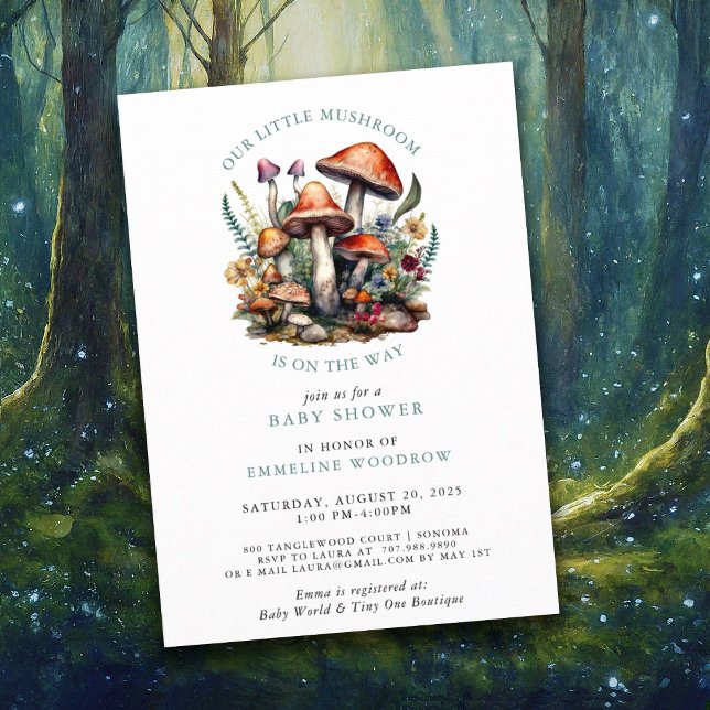 Whimsical Mushrooms Woodland Babydusche Einladung (Von Creator hochgeladen)