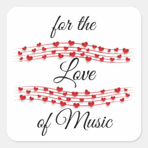 Whimsical music "For the Liebe of music" Quadratischer Aufkleber