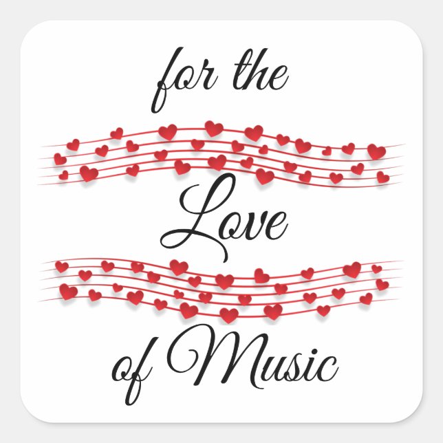 Whimsical music "For the Liebe of music" Quadratischer Aufkleber (Vorderseite)