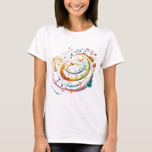 Whimsical Music Illustration mit farbigen Notizen T-Shirt