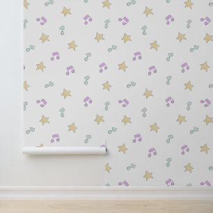 Whimsical Musical Notes and Stars Pastellmuster Tapete