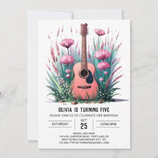 Whimsical Musician's Gitarre Geburtstag Einladung