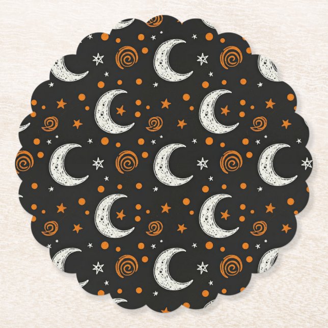Whimsical Nachthimmel Halbmond Halloween  Untersetzer (Vorderseite)