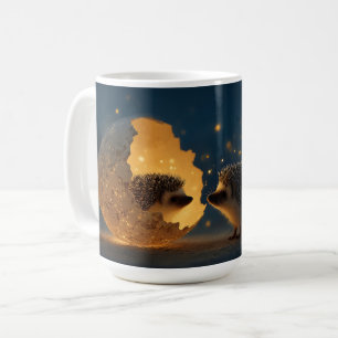 Whimsical Nachts Szene von zwei Igeln Kaffeetasse