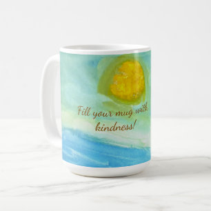 Whimsical Naive Art Sonnenlandschaft Kaffeetasse