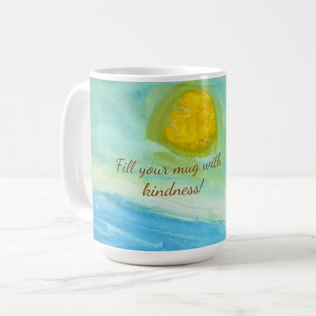 Whimsical Naive Art Sonnenlandschaft Kaffeetasse (Vorderseite Links)