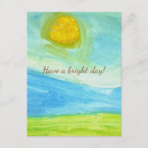 Whimsical Naive Art Sun Landscape