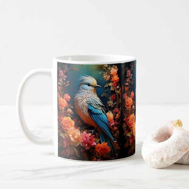 Whimsical Nature Blue Bird Kaffeetasse (Mit Donut)