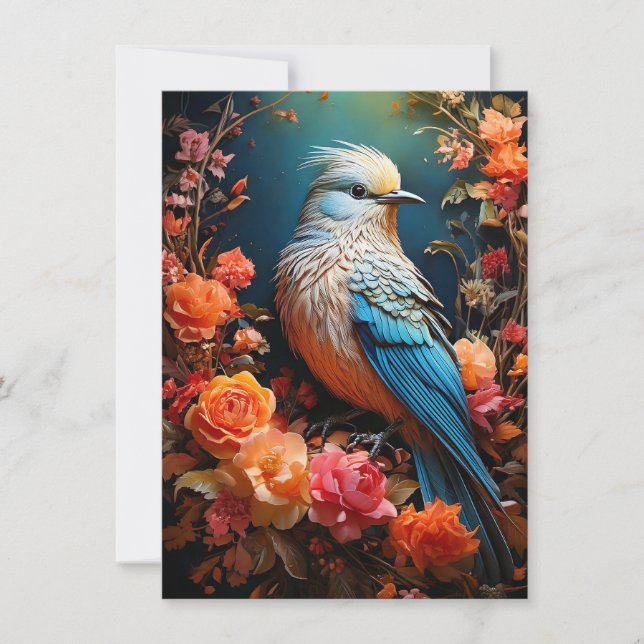 Whimsical Nature Blue Bird Karte (Vorderseite)
