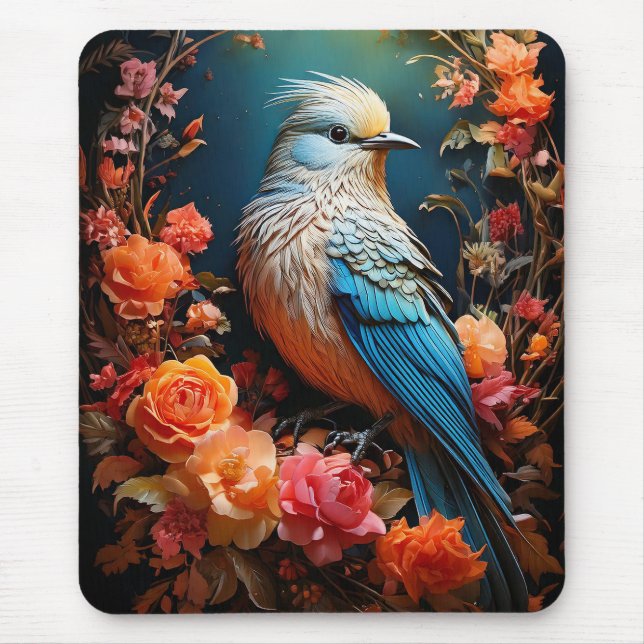 Whimsical Nature Blue Bird Mousepad (Vorne)