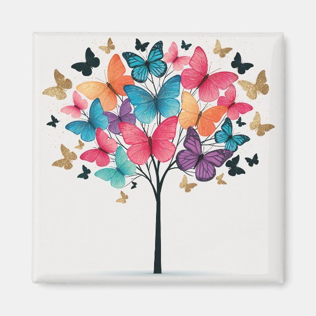 Whimsical Nature Schmetterling Baum des Lebens Magnet (Vorne)