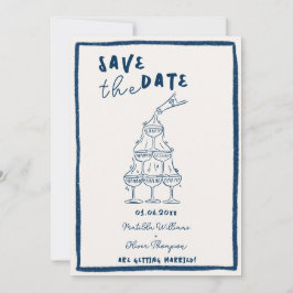 Whimsical Navy Blue Save the Date Einladung