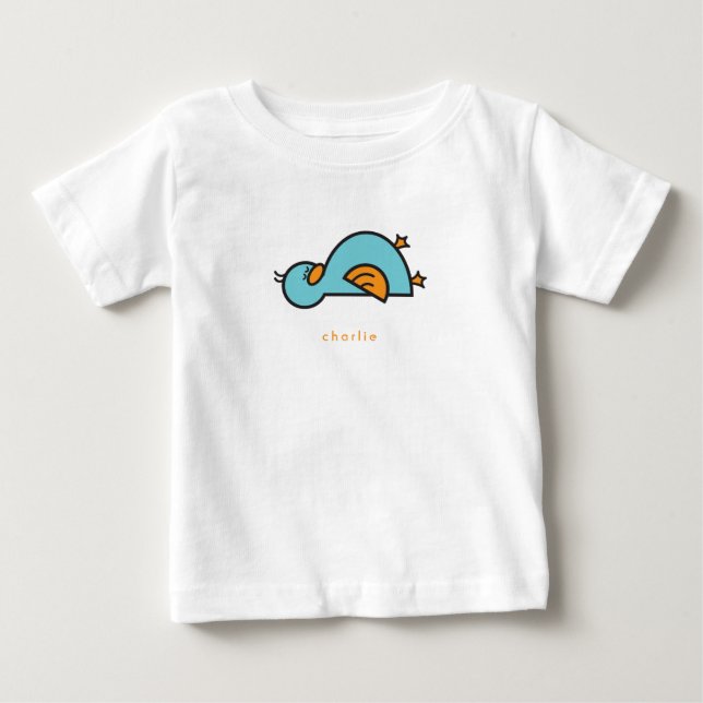 Whimsical Niedlich Cartoon Aquamarin Blue Baby Duc Baby T-shirt (Vorderseite)